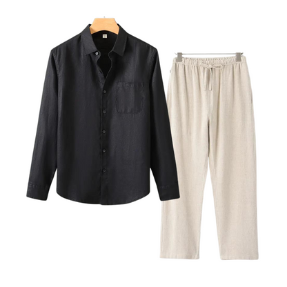 Herren Leinen Set - Old Money Stil - Klassisch & Stilvoll - Hemd und Hose - Verschiedene Farben - Größen S-XXL