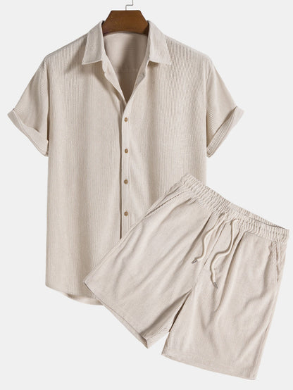 Klaus Herren Sommer-Set – Texturiertes Kurzarmhemd & Shorts – Stilvoll, Bequem & Luftig – Größe S–XXL