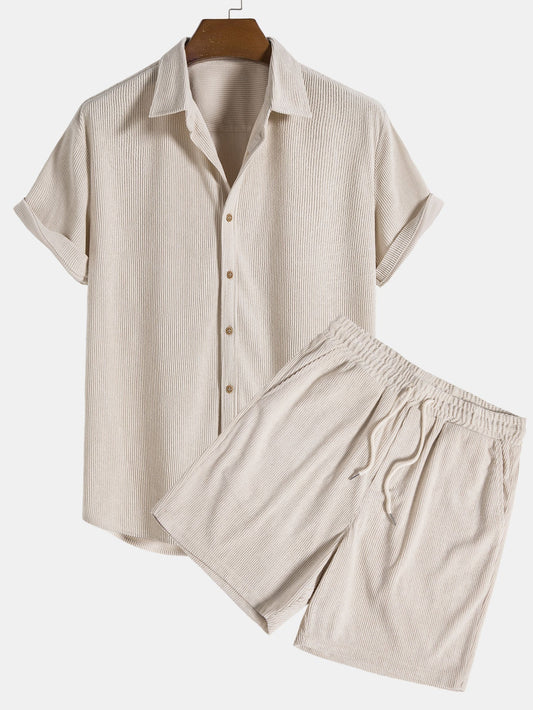 Klaus Herren Sommer-Set – Texturiertes Kurzarmhemd & Shorts – Stilvoll, Bequem & Luftig – Größe S–XXL