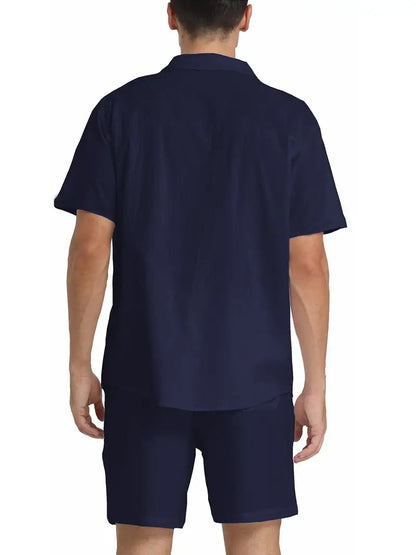 Zweiteiliges Leinen-Set für Herren – Hemd & Hose – Atmungsaktiv, Stilvoll & Sommerlich – Größe S–2XL – Ideal für Urlaub & Alltag