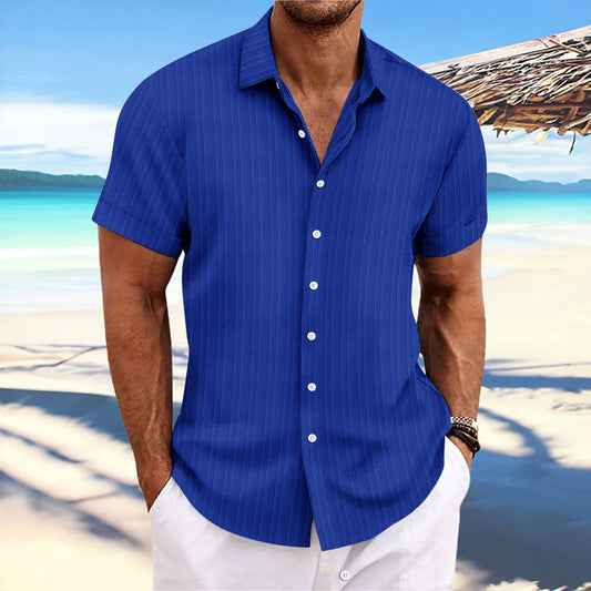 Herren Strandhemd – Klassisch, Leicht & Atmungsaktiv, Baumwolle, Kurzarm – Ideal für Sommer & Urlaub – Größe S–XXL