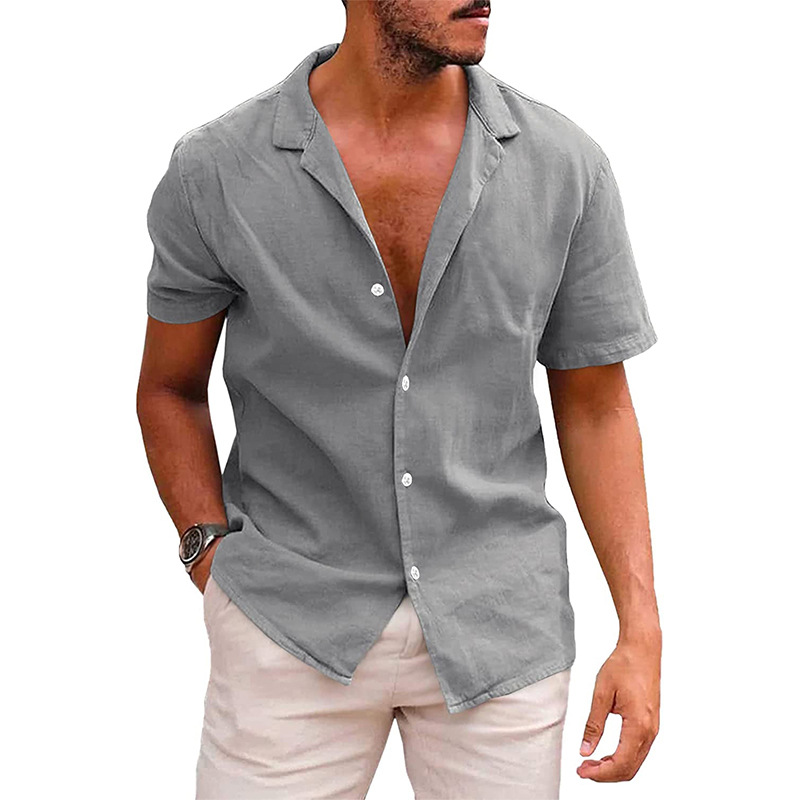 Herren Sommerhemd – Lässig, Atmungsaktiv, Leinen-Optik – Kurzarm, Verschiedene Farben – Größe S–XXL