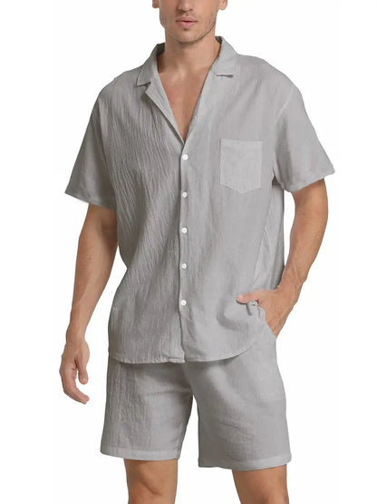 Zweiteiliges Leinen-Set für Herren – Hemd & Hose – Atmungsaktiv, Stilvoll & Sommerlich – Größe S–2XL – Ideal für Urlaub & Alltag