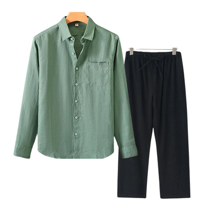 Herren Leinen Set - Old Money Stil - Klassisch & Stilvoll - Hemd und Hose - Verschiedene Farben - Größen S-XXL