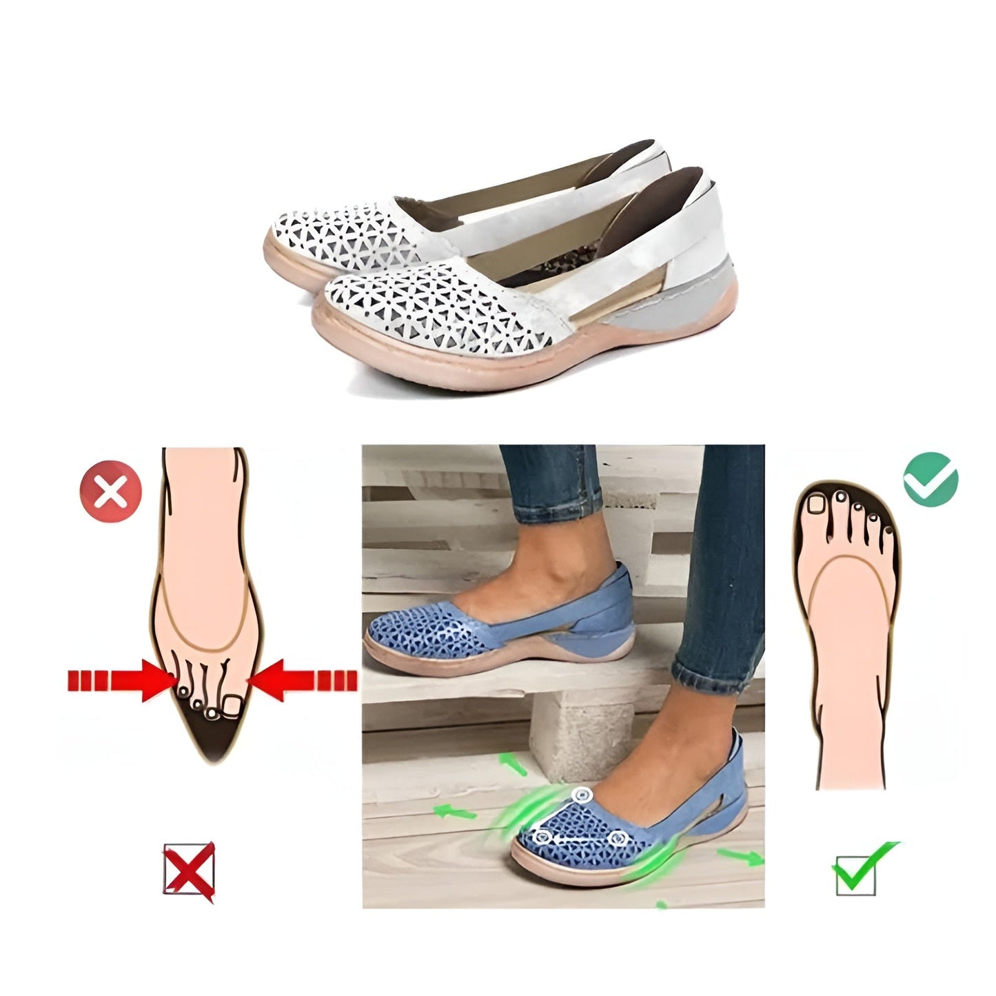 Bequeme orthopädische Damenschuhe – Alltagsschuhe mit Fußbett & Dämpfung – Leicht, Rutschfest, Größen 36–42