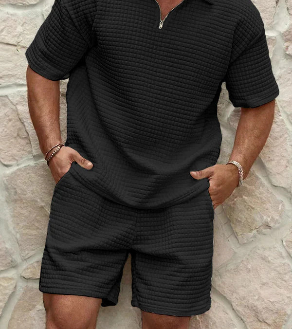 Stilvolles Herren Kurzarm-Set mit Reißverschluss – Zweiteilig, Bequem & Modern – Ideal für Sommer & Freizeit – Größe S–XXl