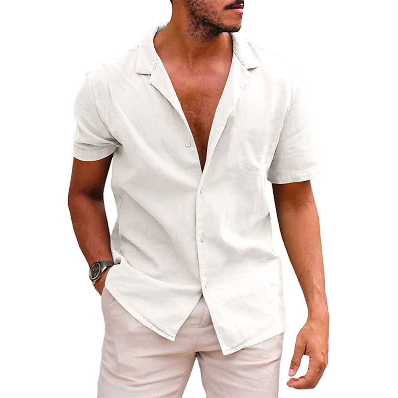 Herren Sommerhemd – Lässig, Atmungsaktiv, Leinen-Optik – Kurzarm, Verschiedene Farben – Größe S–XXL