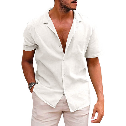 Herren Sommerhemd – Lässig, Atmungsaktiv, Leinen-Optik – Kurzarm, Verschiedene Farben – Größe S–XXL
