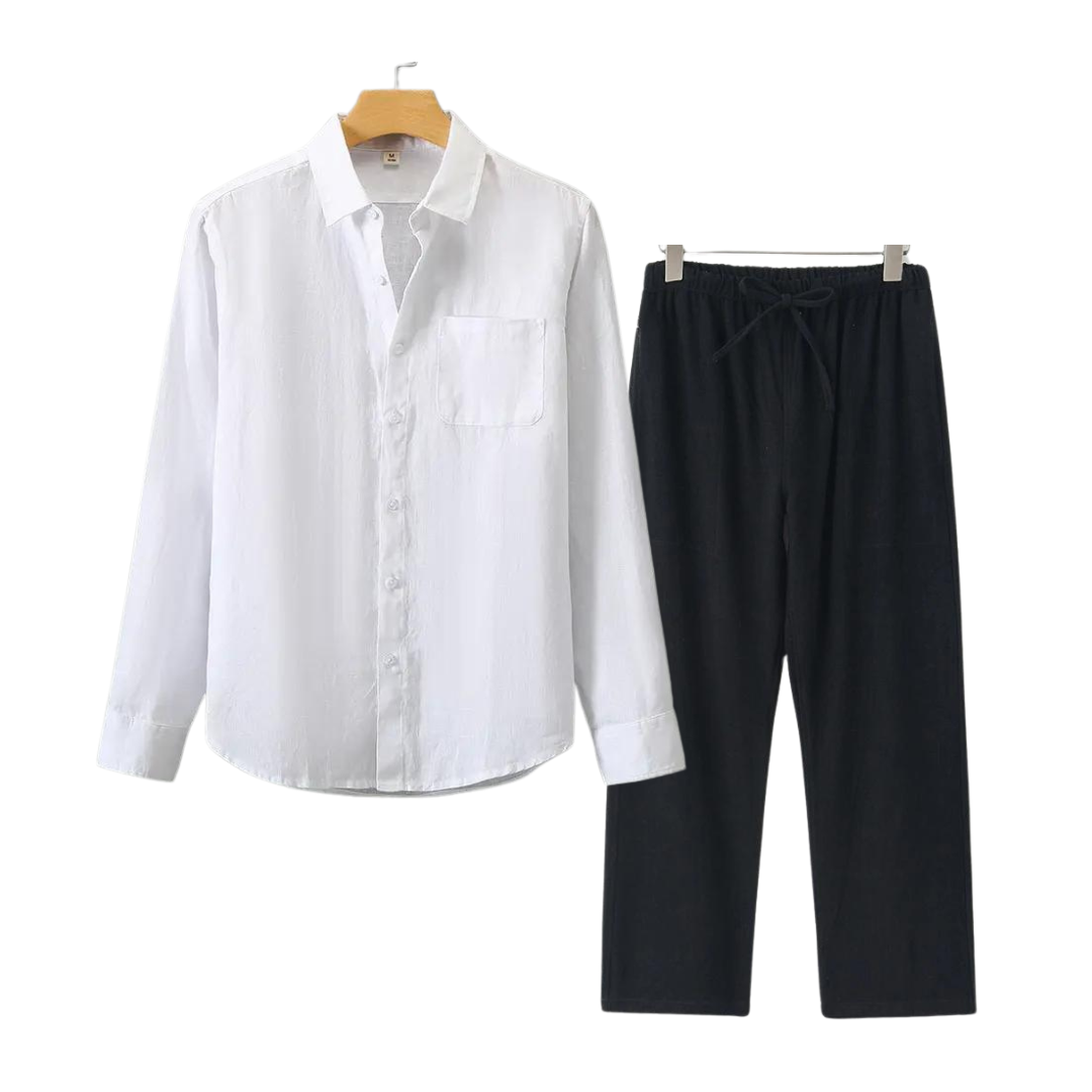 Herren Leinen Set - Old Money Stil - Klassisch & Stilvoll - Hemd und Hose - Verschiedene Farben - Größen S-XXL
