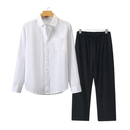 Herren Leinen Set - Old Money Stil - Klassisch & Stilvoll - Hemd und Hose - Verschiedene Farben - Größen S-XXL