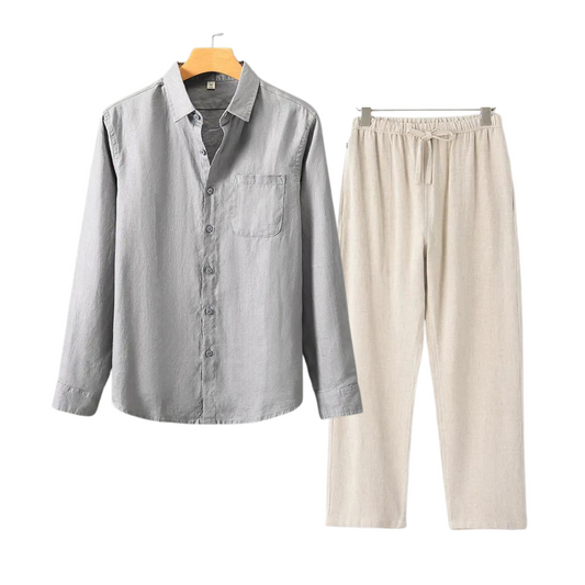 Herren Leinen Set - Old Money Stil - Klassisch & Stilvoll - Hemd und Hose - Verschiedene Farben - Größen S-XXL