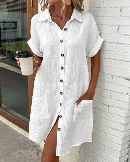Damen Hemdkleid – Klassisches Design, Bequemer Schnitt – Größe S–3XL – Ideal für Alltag, Freizeit & Sommer