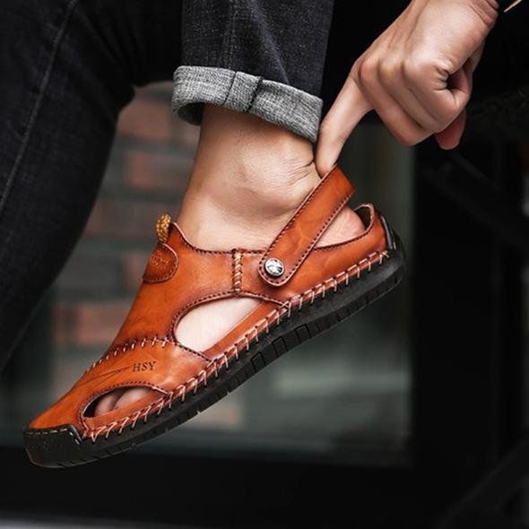 Herrensandalen aus Echtleder – Weich, Atmungsaktiv & Bequem – Sommer-Sandalen für Freizeit & Alltag – Größe 40–48