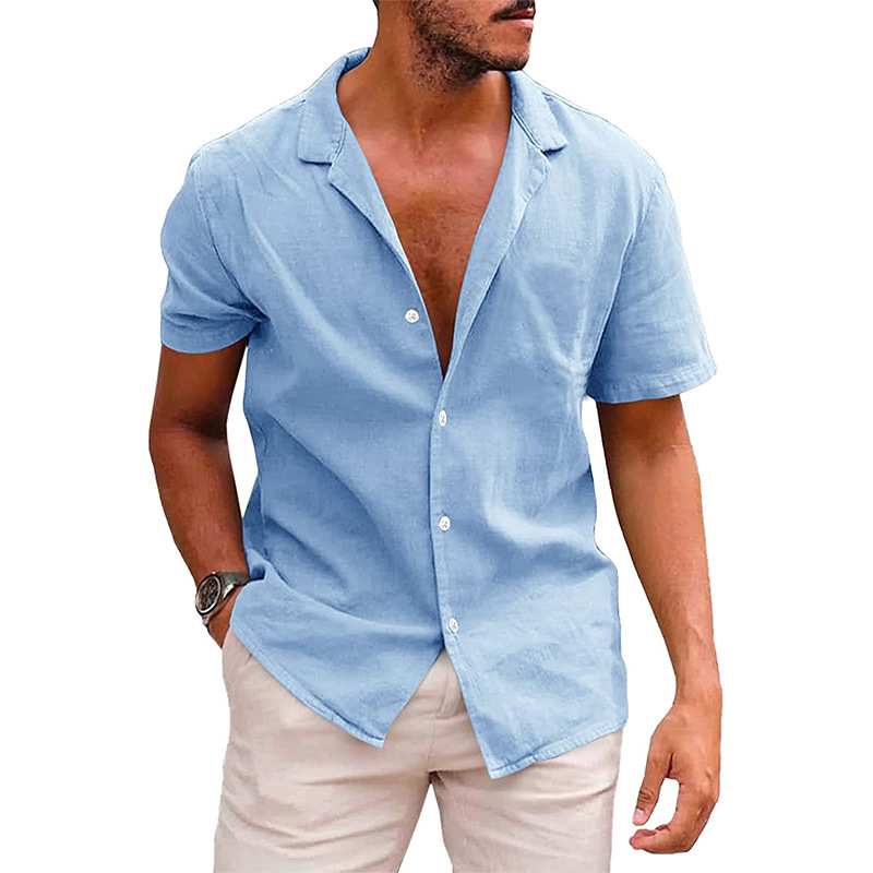Herren Sommerhemd – Lässig, Atmungsaktiv, Leinen-Optik – Kurzarm, Verschiedene Farben – Größe S–XXL