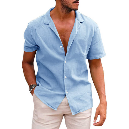 Herren Sommerhemd – Lässig, Atmungsaktiv, Leinen-Optik – Kurzarm, Verschiedene Farben – Größe S–XXL