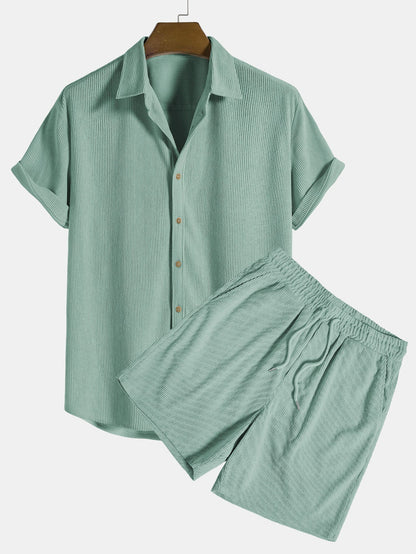 Klaus Herren Sommer-Set – Texturiertes Kurzarmhemd & Shorts – Stilvoll, Bequem & Luftig – Größe S–XXL