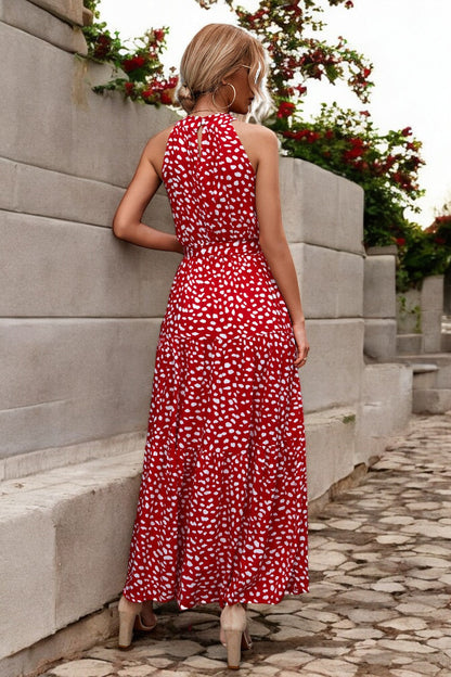Damen Maxikleid mit Muster & Taillengürtel – Sommerkleid Lang & Luftig – Größe S–XL – Elegant & Bequem