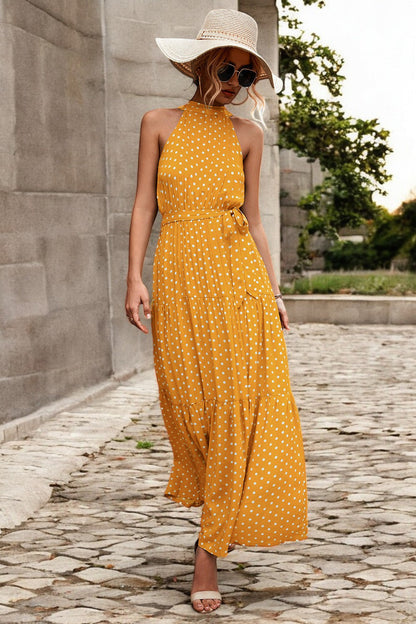 Damen Maxikleid mit Muster & Taillengürtel – Sommerkleid Lang & Luftig – Größe S–XL – Elegant & Bequem