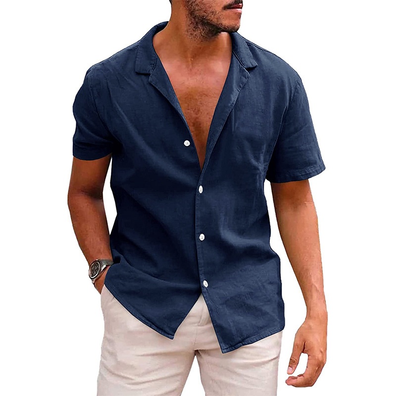 Herren Sommerhemd – Lässig, Atmungsaktiv, Leinen-Optik – Kurzarm, Verschiedene Farben – Größe S–XXL