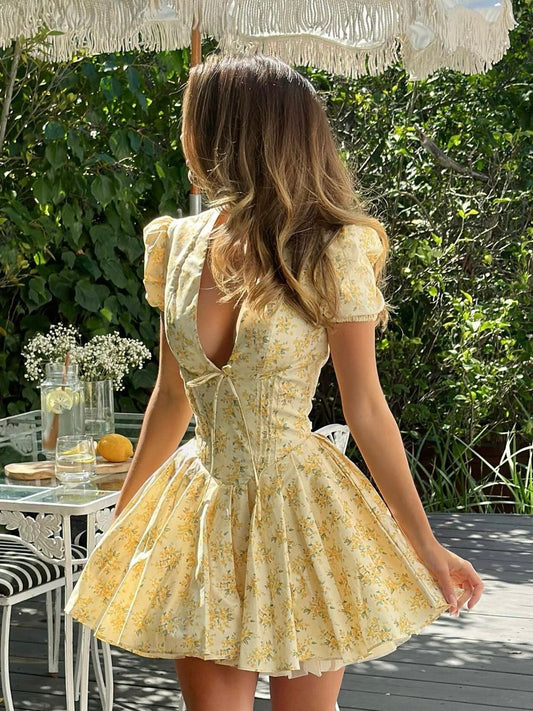 Damen Mini Sommerkleid mit Blumenmuster – Floral Kleid Kurz & Leicht – Größe S–XL – Ideal für Urlaub & Alltag