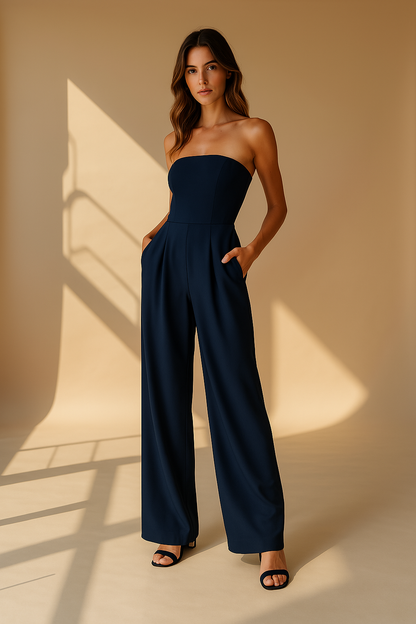 Schulterfreier Jumpsuit - Schwarz - Damen - Elegant - Größe M