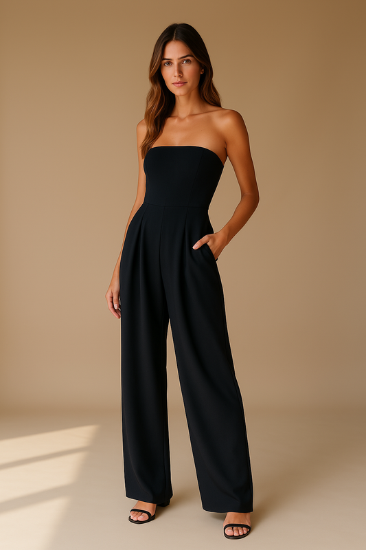 Schulterfreier Jumpsuit - Schwarz - Damen - Elegant - Größe M