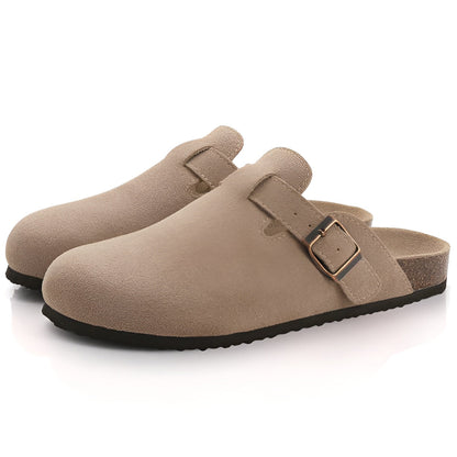 Orthopädische Damen Clogs mit Fußbett – Bequeme Hausschuhe mit Korksohle & Schnalle – Rutschfest & ergonomisch – Größen 36–42