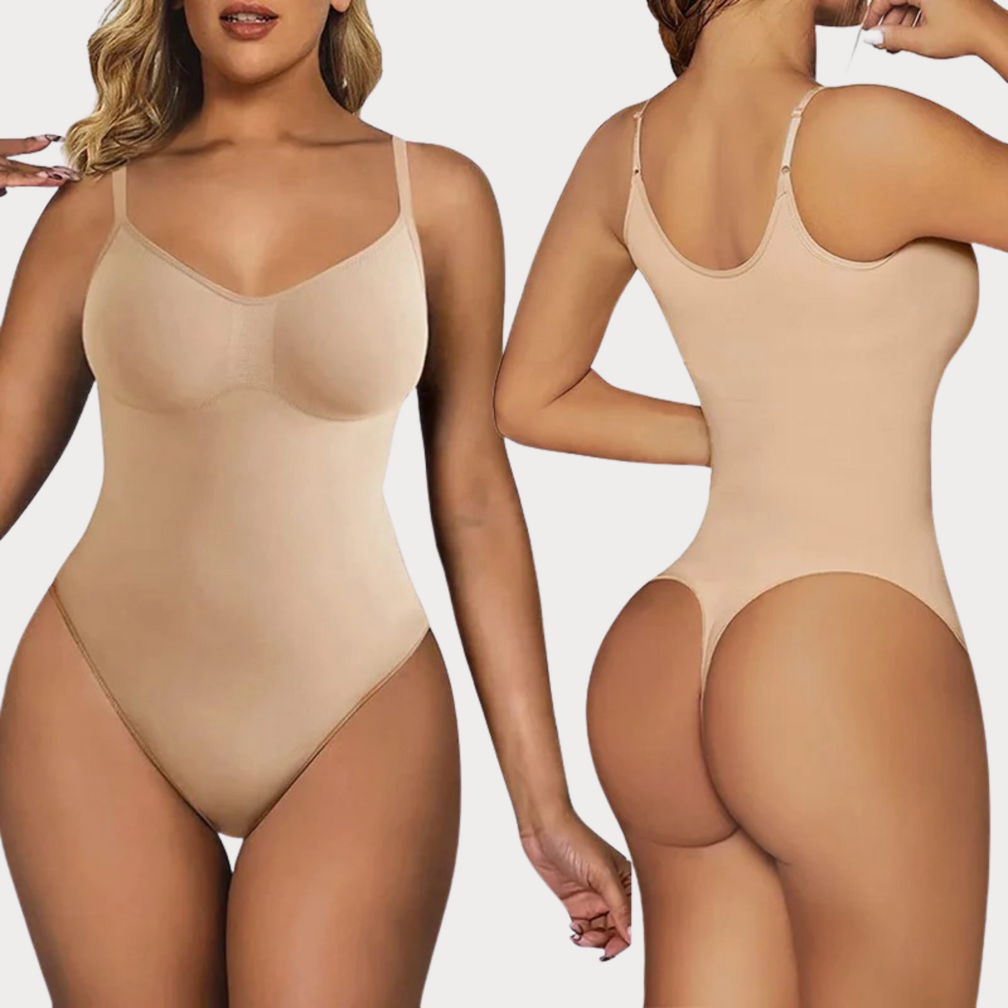 Shapewear Bodysuit – Schwarz/Beige/Braun – Damen – Größe XS-3XL