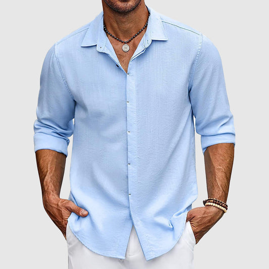 Herren Leinenhemd – Hochwertig & Elegant – 100 % Leinen – Atmungsaktiv & Sommerleicht – Weiß/Beige/Blau/Schwarz – Größe S–XXL