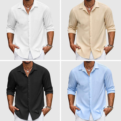 Herren Leinenhemd – Hochwertig & Elegant – 100 % Leinen – Atmungsaktiv & Sommerleicht – Weiß/Beige/Blau/Schwarz – Größe S–XXL