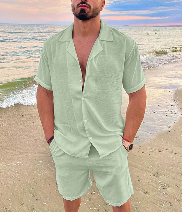 Herren Kurzarmhemd & Shorts Set – Leicht, Stylisch & Bequem – Zweiteiliges Sommer-Outfit – Größe S–XXL