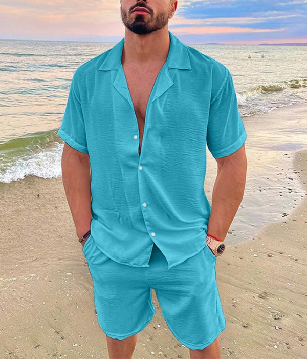 Herren Kurzarmhemd & Shorts Set – Leicht, Stylisch & Bequem – Zweiteiliges Sommer-Outfit – Größe S–XXL