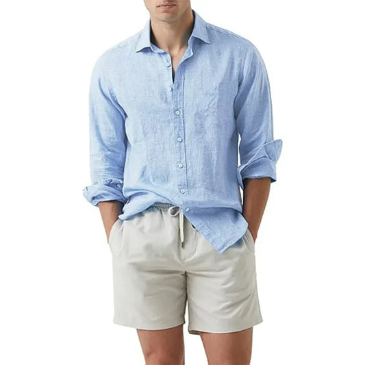 Herren Sommerhemd – Leinen-Baumwolle Mix, Leicht & Atmungsaktiv – Kurzarm, Lässig – Größe S–XXL