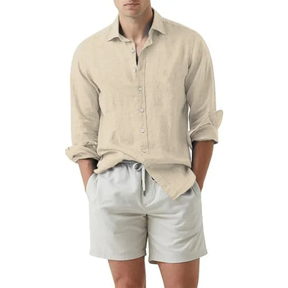 Herren Sommerhemd – Leinen-Baumwolle Mix, Leicht & Atmungsaktiv – Kurzarm, Lässig – Größe S–XXL