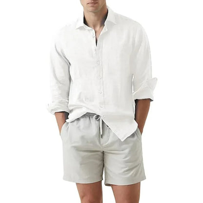 Herren Sommerhemd – Leinen-Baumwolle Mix, Leicht & Atmungsaktiv – Kurzarm, Lässig – Größe S–XXL
