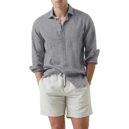 Herren Sommerhemd – Leinen-Baumwolle Mix, Leicht & Atmungsaktiv – Kurzarm, Lässig – Größe S–XXL