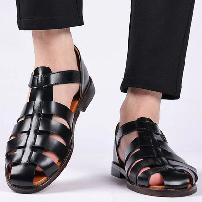 Klassische Herren Ledersandalen – Stilvoll, Bequem & Atmungsaktiv – Echtes Leder, Rutschfest – Größe 40–48 – Ideal für Sommer & Freizeit