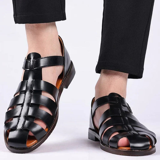 Klassische Herren Ledersandalen – Stilvoll, Bequem & Atmungsaktiv – Echtes Leder, Rutschfest – Größe 40–48 – Ideal für Sommer & Freizeit