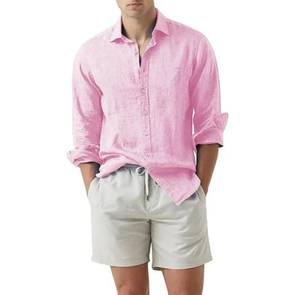 Herren Sommerhemd – Leinen-Baumwolle Mix, Leicht & Atmungsaktiv – Kurzarm, Lässig – Größe S–XXL