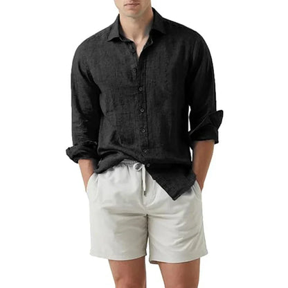 Herren Sommerhemd – Leinen-Baumwolle Mix, Leicht & Atmungsaktiv – Kurzarm, Lässig – Größe S–XXL