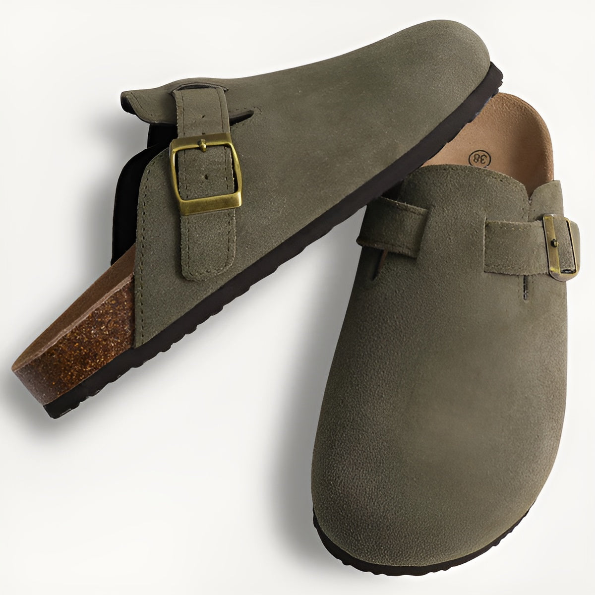 Orthopädische Damen Clogs mit Fußbett – Bequeme Hausschuhe mit Korksohle & Schnalle – Rutschfest & ergonomisch – Größen 36–42