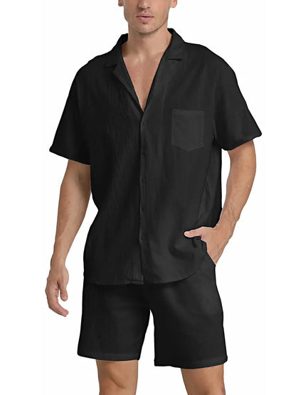Zweiteiliges Leinen-Set für Herren – Hemd & Hose – Atmungsaktiv, Stilvoll & Sommerlich – Größe S–2XL – Ideal für Urlaub & Alltag
