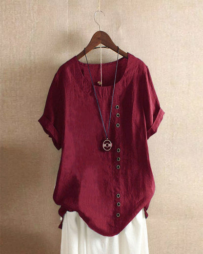 Damen Kurzarm-Bluse – Leichter Stoff, Modischer Schnitt – Größe S–5XL – Ideal für Sommer, Büro & Freizeit