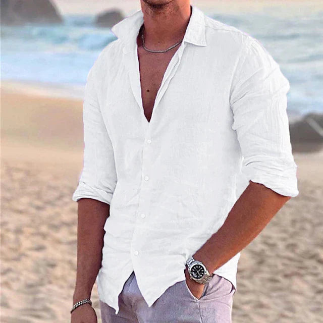 Leichtes Herren Leinenhemd – Baumwoll-Leinen-Mix, Lässig & Atmungsaktiv – Ideal für Sommer, Urlaub & Freizeit – Größe S–XXL
