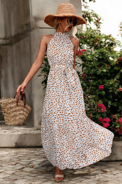 Damen Maxikleid mit Muster & Taillengürtel – Sommerkleid Lang & Luftig – Größe S–XL – Elegant & Bequem