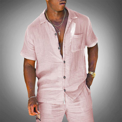 Zweiteiliges Herren Leinen-Set – Hemd & Hose – Elegant, Luftig & Bequem – Ideal für Sommer, Urlaub & Freizeit – Größe S–XXL