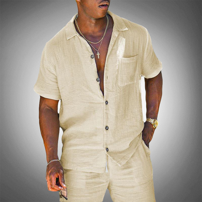 Zweiteiliges Herren Leinen-Set – Hemd & Hose – Elegant, Luftig & Bequem – Ideal für Sommer, Urlaub & Freizeit – Größe S–XXL
