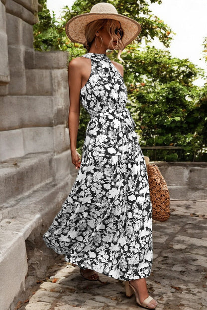 Damen Maxikleid mit Muster & Taillengürtel – Sommerkleid Lang & Luftig – Größe S–XL – Elegant & Bequem