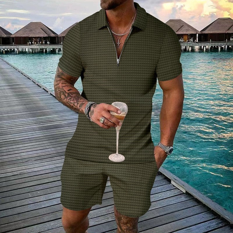 Stilvolles Herren Kurzarm-Set mit Reißverschluss – Zweiteilig, Bequem & Modern – Ideal für Sommer & Freizeit – Größe S–XXl
