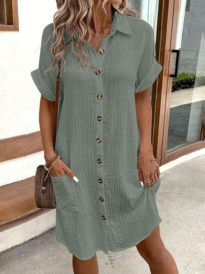 Damen Hemdkleid – Klassisches Design, Bequemer Schnitt – Größe S–3XL – Ideal für Alltag, Freizeit & Sommer